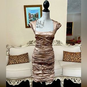 Nicole Miller metallic rusched cocktail dress